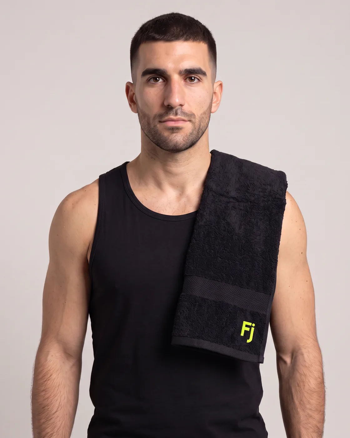 Forjium gym towel in a studio photograph