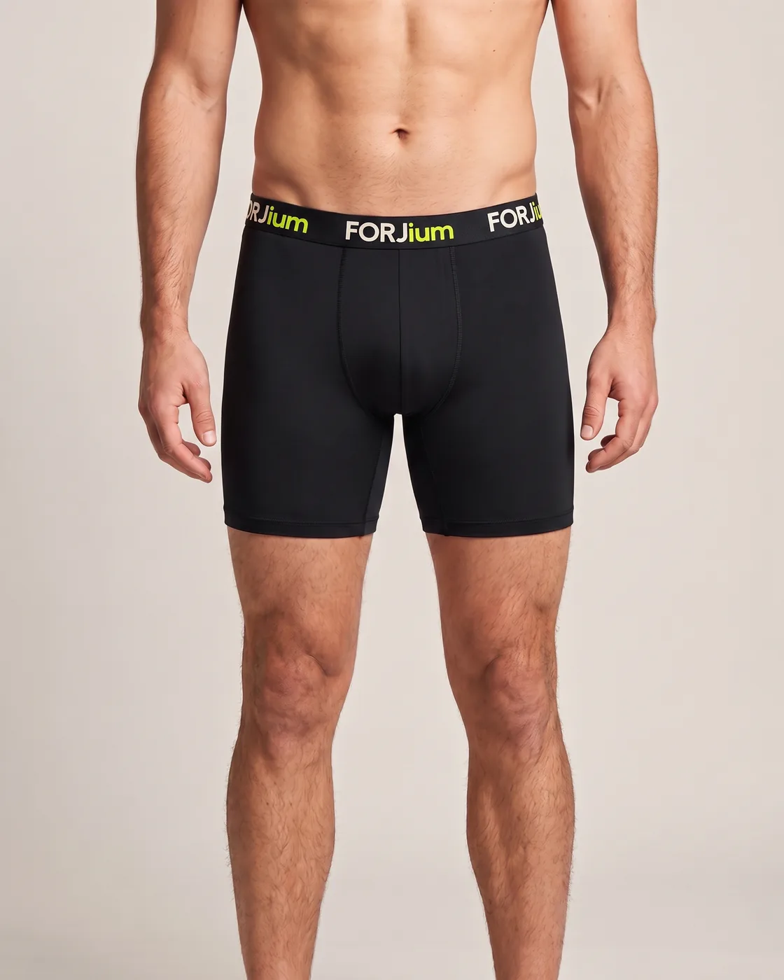 Forjium boxer brief in a studio photograph