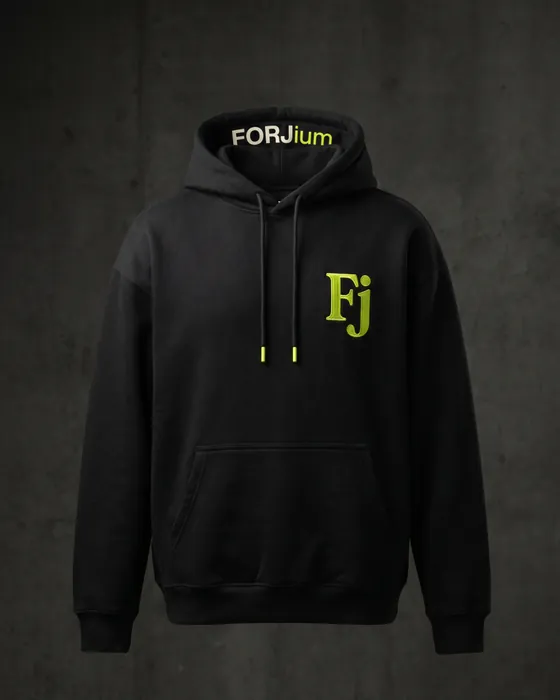 Sudadera con capucha Forjium sobre fondo de estudio