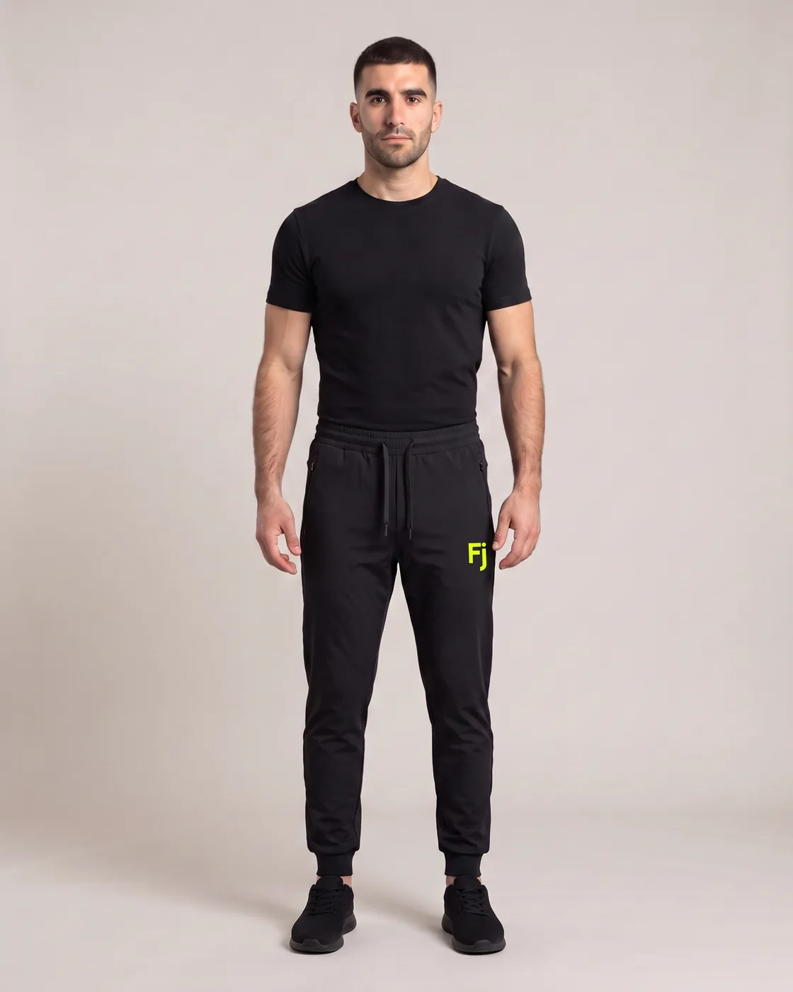 Forjium tech joggers in a studio photograph