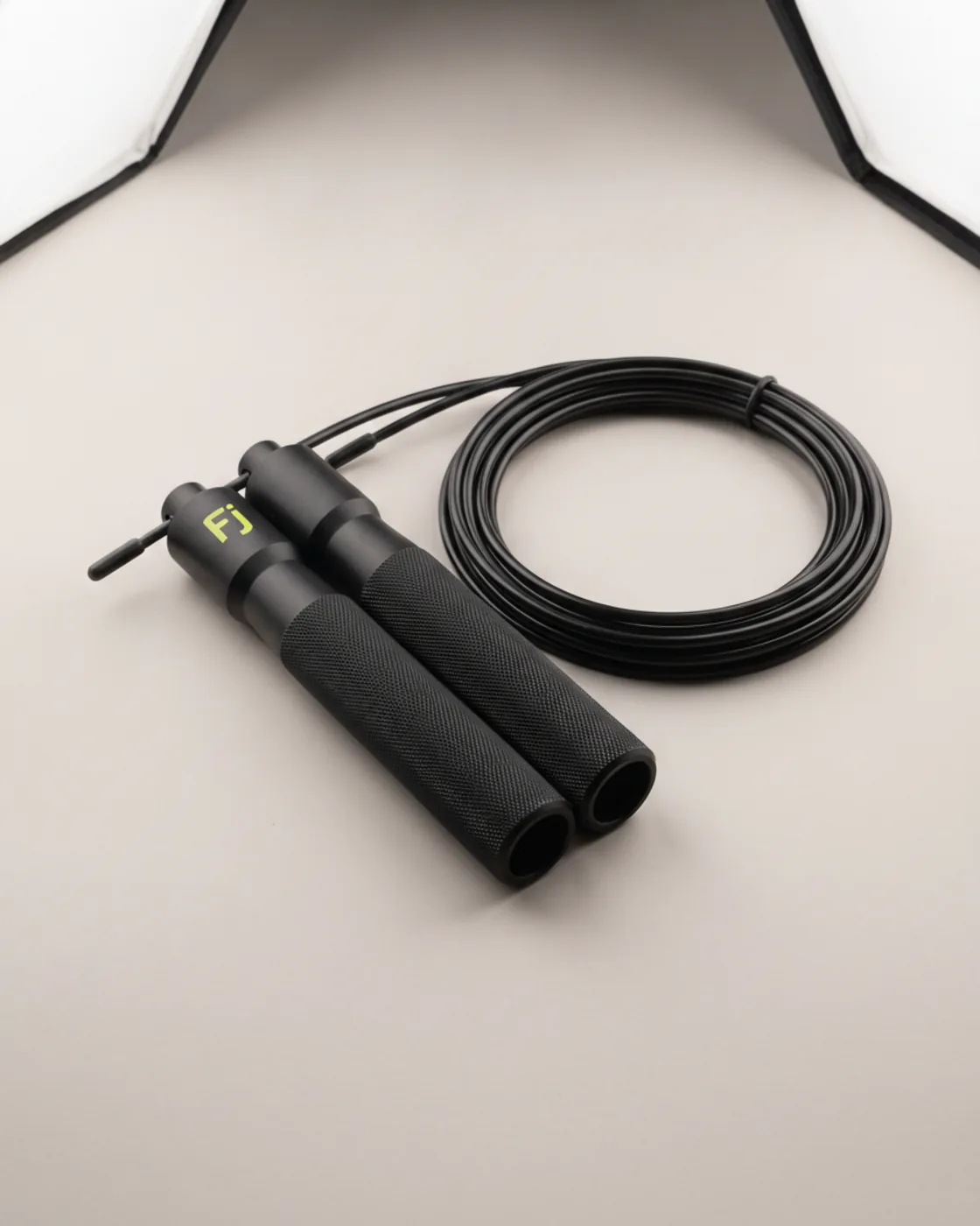 Forjium jump rope in a studio photograph