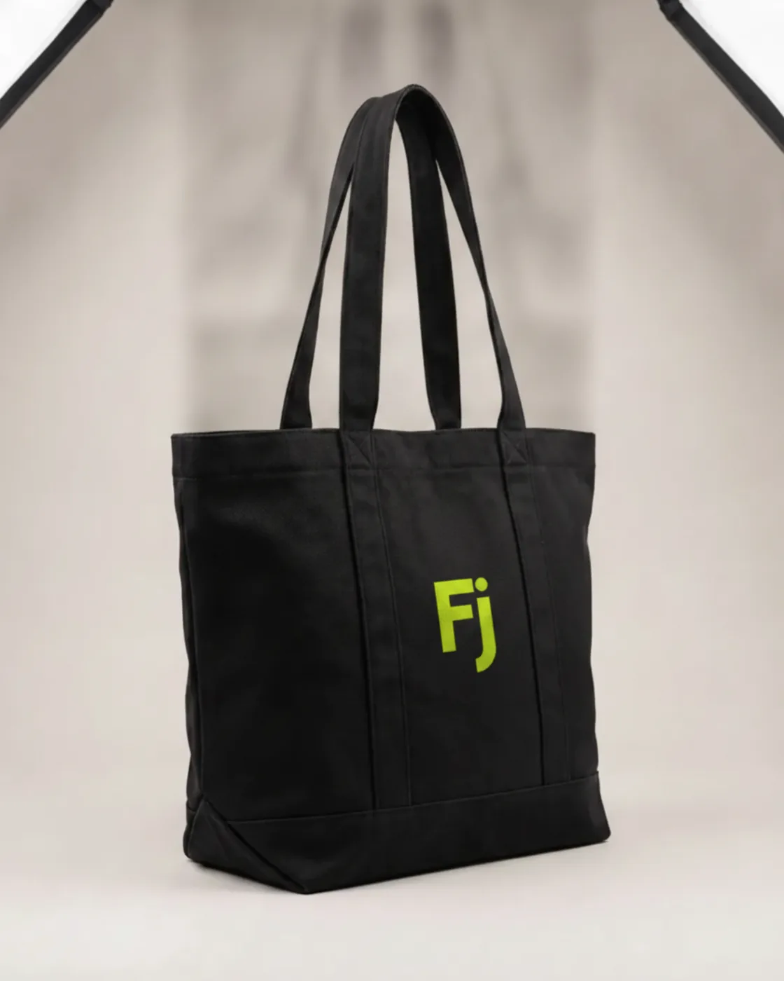 Forjium canvas tote bag in a studio photograph